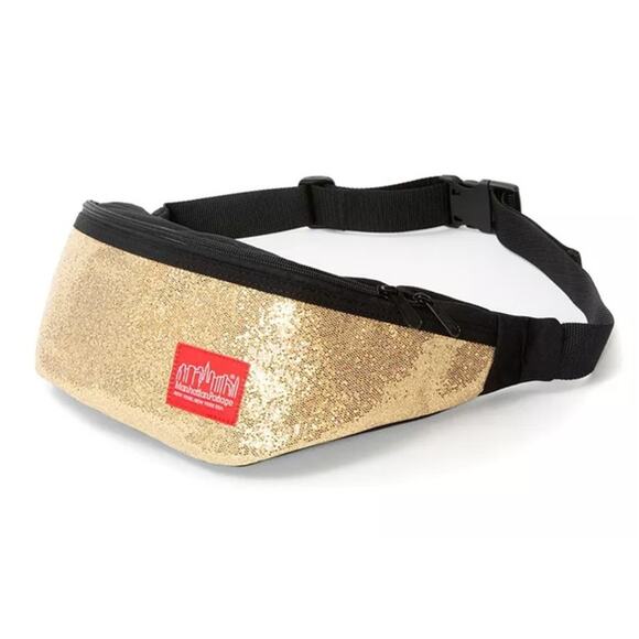 Manhattan Portage Unisex "Brooklyn Bridge" Gold Glitter Fanny Pack Crossbody Bag - Picture 1 of 3